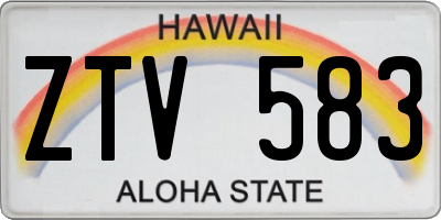 HI license plate ZTV583