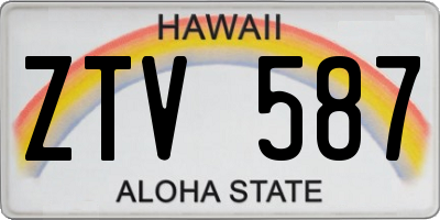 HI license plate ZTV587