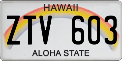 HI license plate ZTV603
