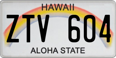HI license plate ZTV604
