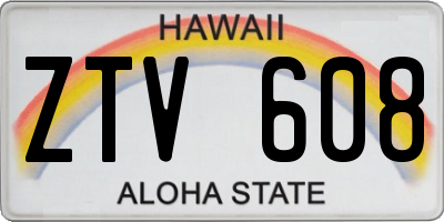 HI license plate ZTV608