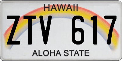 HI license plate ZTV617