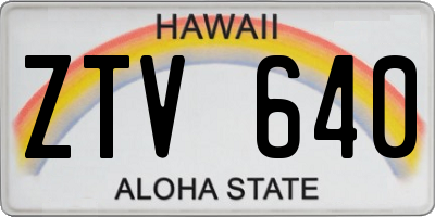 HI license plate ZTV640