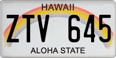 HI license plate ZTV645
