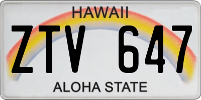 HI license plate ZTV647