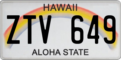 HI license plate ZTV649
