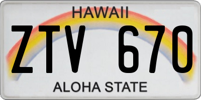 HI license plate ZTV670