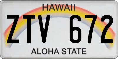 HI license plate ZTV672