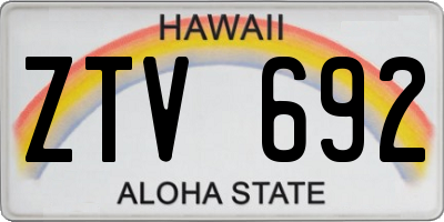 HI license plate ZTV692