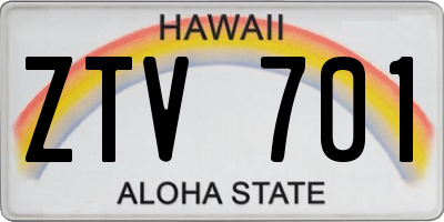 HI license plate ZTV701