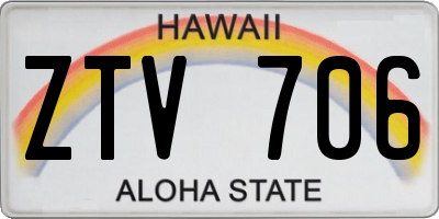 HI license plate ZTV706