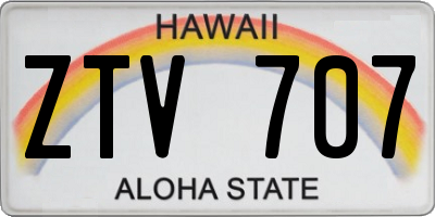 HI license plate ZTV707