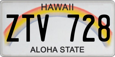 HI license plate ZTV728