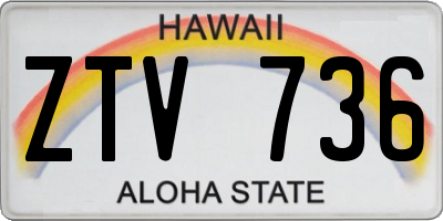 HI license plate ZTV736