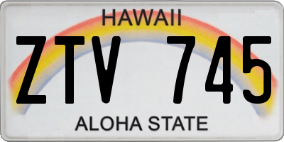 HI license plate ZTV745