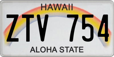 HI license plate ZTV754