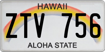 HI license plate ZTV756