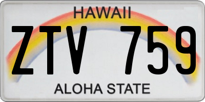 HI license plate ZTV759