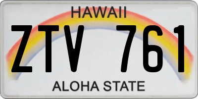 HI license plate ZTV761