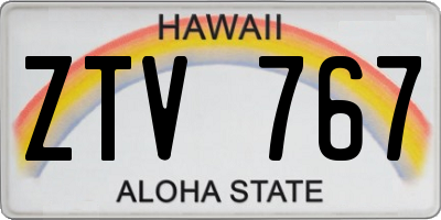 HI license plate ZTV767