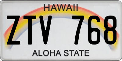 HI license plate ZTV768