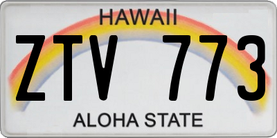 HI license plate ZTV773