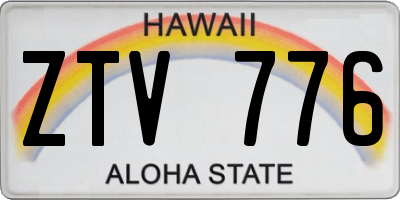 HI license plate ZTV776
