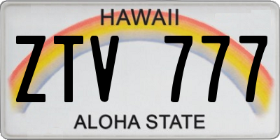HI license plate ZTV777