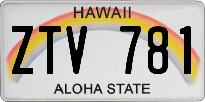 HI license plate ZTV781