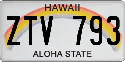 HI license plate ZTV793