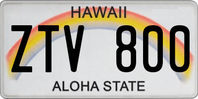 HI license plate ZTV800