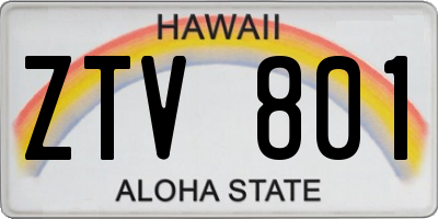 HI license plate ZTV801