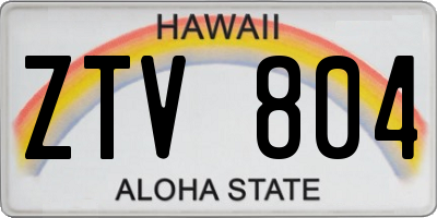 HI license plate ZTV804
