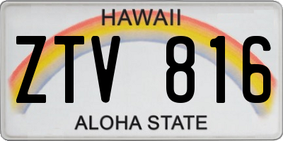 HI license plate ZTV816