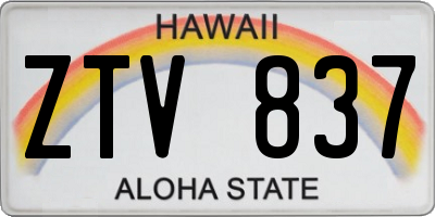 HI license plate ZTV837
