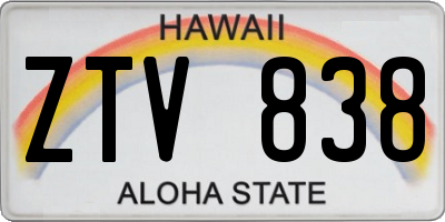 HI license plate ZTV838