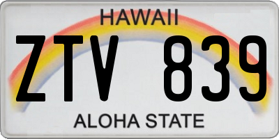 HI license plate ZTV839