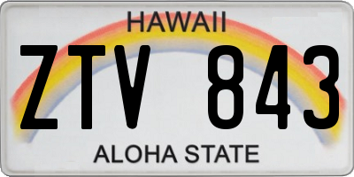 HI license plate ZTV843