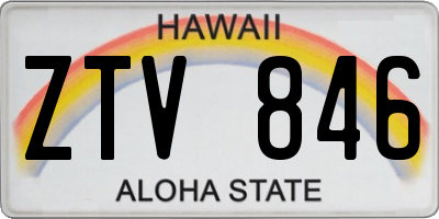 HI license plate ZTV846