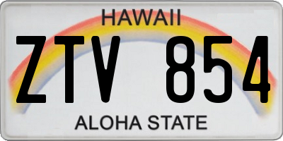 HI license plate ZTV854