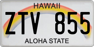 HI license plate ZTV855
