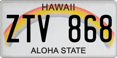 HI license plate ZTV868