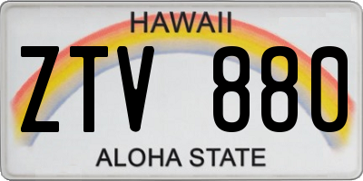 HI license plate ZTV880