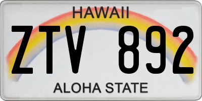 HI license plate ZTV892