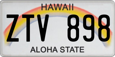 HI license plate ZTV898