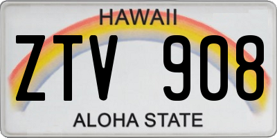 HI license plate ZTV908