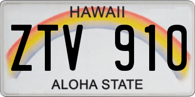 HI license plate ZTV910