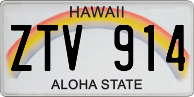 HI license plate ZTV914