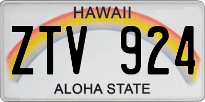 HI license plate ZTV924