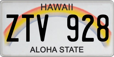 HI license plate ZTV928
